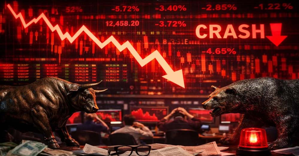 Stock Market में हड़कंप: सेंसेक्स 900 अंक गिरा, कल था रॉकेट जैसा उछाल