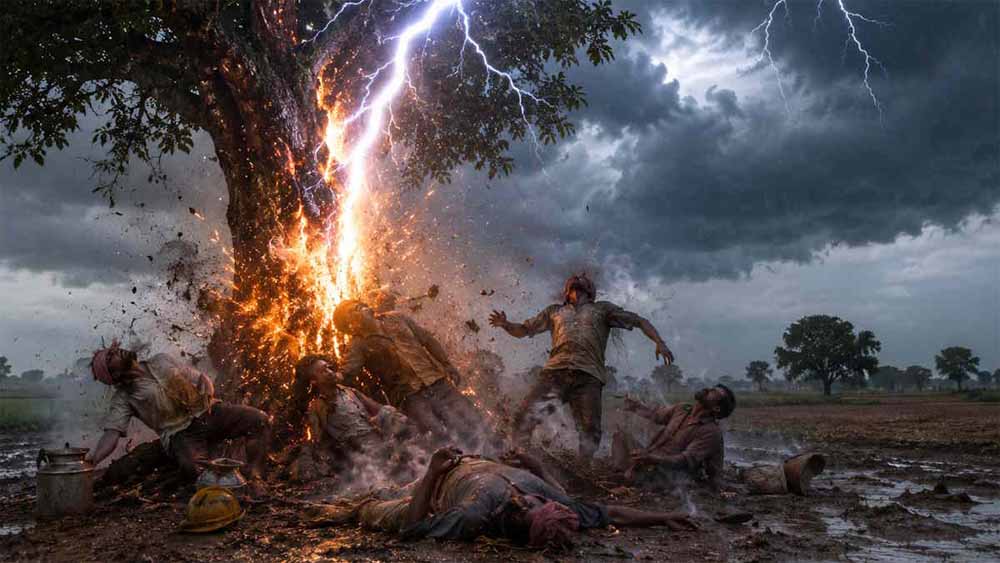 छत्तीसगढ़ में मौसम बना काल, कांकेर में बिजली गिरने से 2 मजदूरों की जान गई, 5 घायल